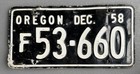 Vintage 58 OR Farm License Plate 1958 Oregon Lic Black White F 53 660 — photo 1