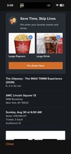3x The Odyssey IMAX 70MM Tickets AMC Lincoln Square CENTER SEATS 8/30 6AM