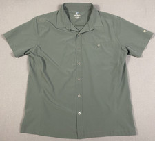 Kuhl Tufflex Short Sleeve Button Up Shirt Men's Large Green Hiking Outdoors EUC