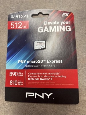 PNY microSD Express 512GB microSDXC A1 High Speed Flash Memory Card