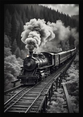 Kühner Vintage Zug gerahmtes Wandbild Poster Leinwanddruck Bild