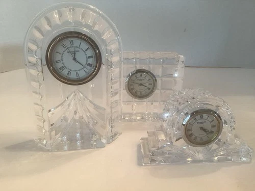Lot 3 Vintage Waterford Crystal  Mantel Clocks
