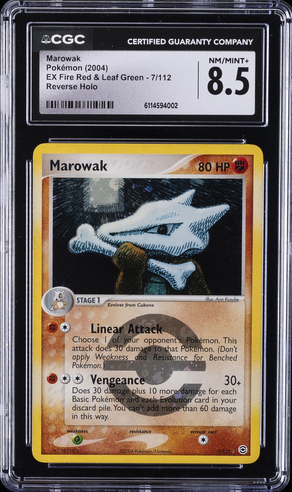 2004 POKEMON EX FIRE RED & LEAF GREEN REVERSE HOLO #7 MAROWAK CGC 8.5