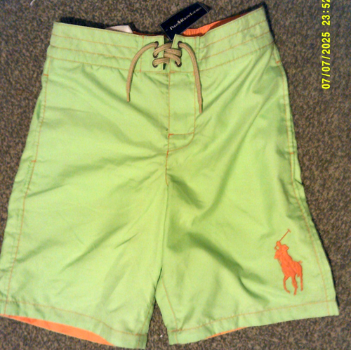 BNWT BOYS POLO RALPH LAUREN BIG PONY LIME GREEN BOARD SHORTS NEW AGE 8-9 YEARS - Picture 2 of 7