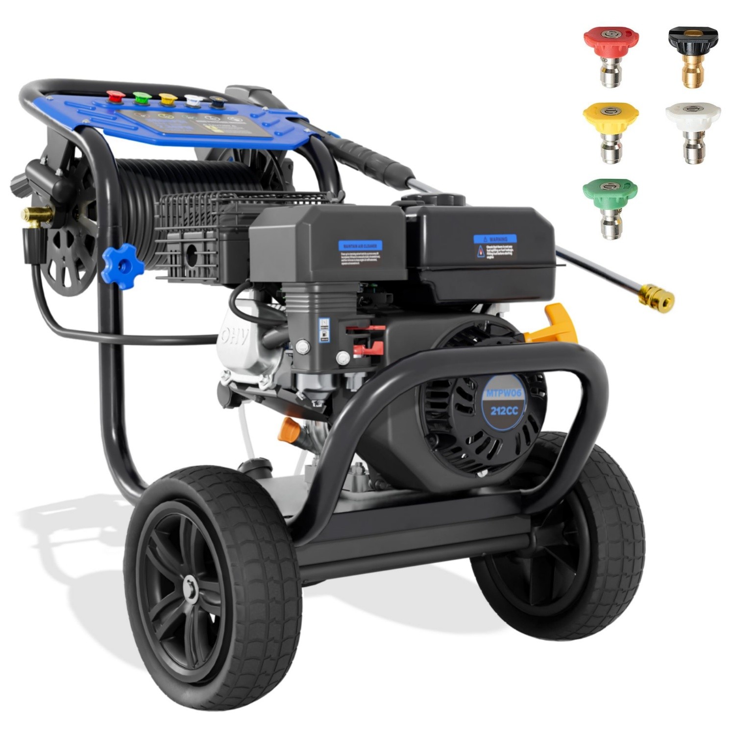 3600PSI 2.3GPM Gas Pressure Washer Cold Water Gas Power Washer w/ 5 Nozzle&Reel