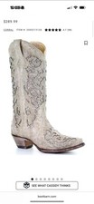 Corral Women's Glitter Inlay Crystals A3322 Wedding Off White Leather Boots 10 M