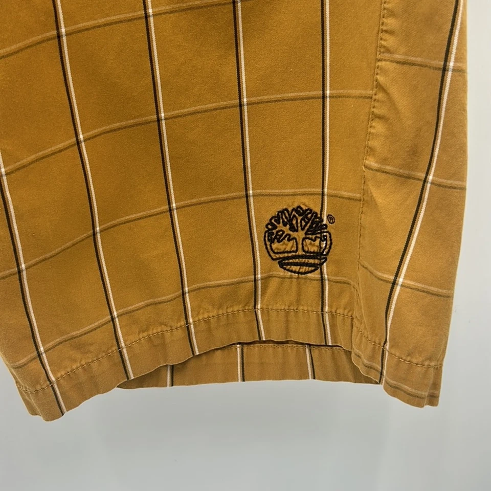 TIMBERLAND МУЖСКОЙ ЗОЛОТОЙ ЧЕРНЫЙ КЛЕТКУ БЕРМУДЫ ПЛОСКИЙ ПЕРЕДНИЙ ОТКРЫТЫЙ ШОРТЫ МУЖСКОЙ РАЗМЕР 38 - Изображение 2 из 4