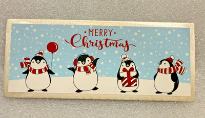 #ad Merry Christmas Penguin Silver Bar 4 Troy OZ .999 Fine Colored w COA $320.00