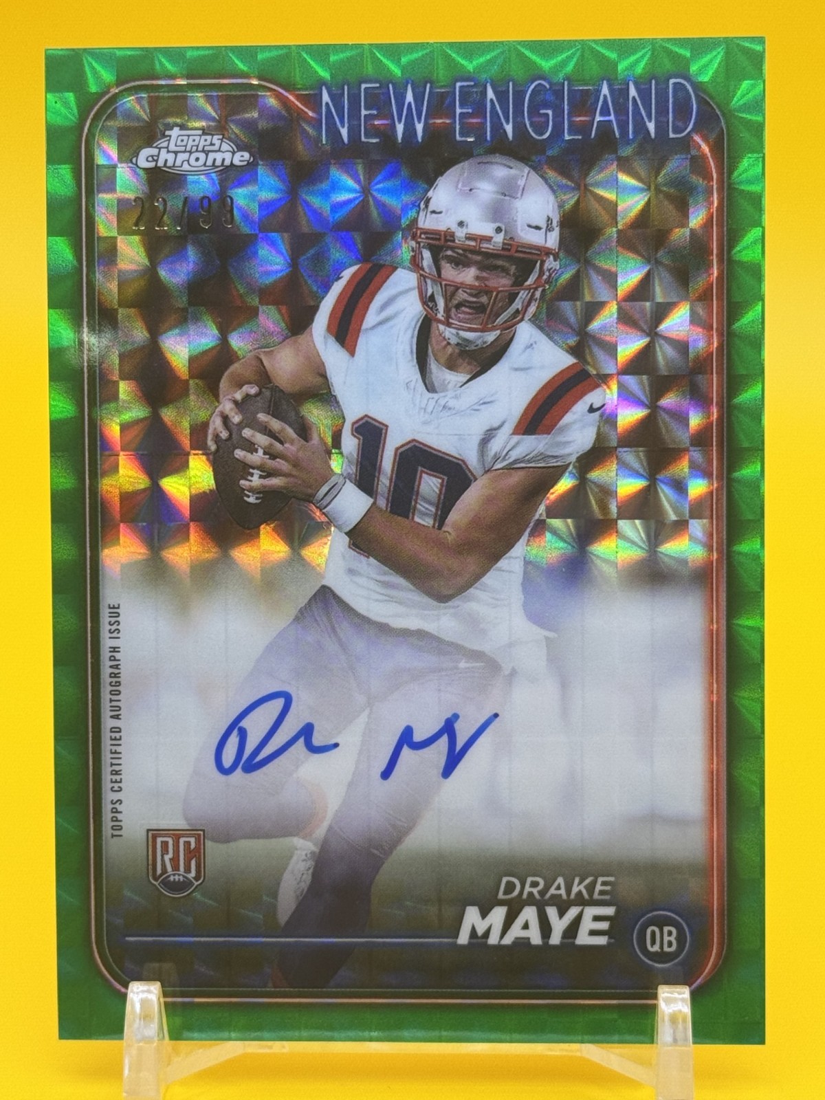 2024 Topps Chrome Drake Maye Rookie Auto RC Green Geometric Refractor /99