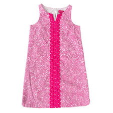 Lilly Pulitzer girls/kids "See Ya Later" pink/white jacquard shift dress sz XL
