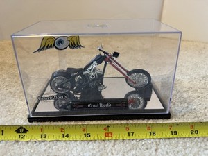 Von Dutch Cruel World Custom Chopper. Diecast 1/18 Model Motorcycle Display Case