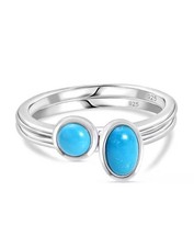 Turquoise Stacker Ring, Sterling Silver, Size Q