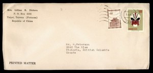 DR WHO 1966 TAIWAN CHINA TAIPEI TO CANADA R83404