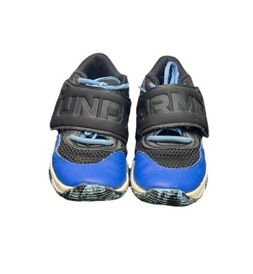 Under Armour Zone BB Grade School Kids Basketball Shoes Black Tech Blue Boys 4Y