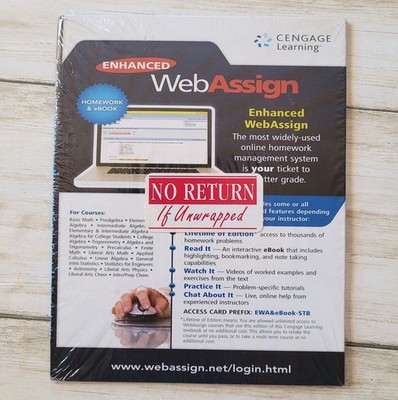 Enhanced Webassign Student Access Code Card Cengage Learning 1st Edition NEW