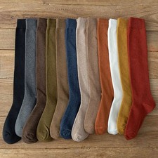 Long Socks Women Stockings Organic Cotton Solid Thigh High Ladies Girls Str