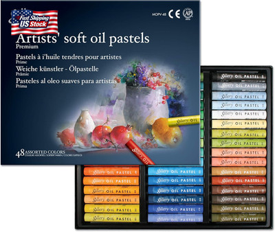 MUNGYO Gallery Artists' Soft Oil Pastels Professional, 48 Assorted Colors, Vibra
