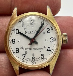 Vintage Nelson Lifetime Mainspring Watch Works Swiss Movement