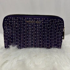 Victoria's Secret Purple Studded Cosmetic Bag Makeup Pouch Travel Leopard