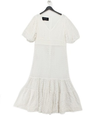 Paper London Midikleid A-Linie UK12 in Weiß UVP 395£