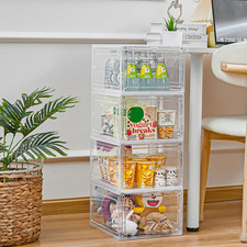 Storage Bins with Lids, 6 Pack Clear Plastic Storage Containers with Magnetic...