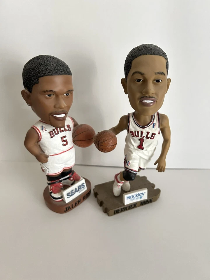 NBA Chicago Bulls Derrick Rose and Jalen Rose White Jersey Bobble Heads No Box - Image 2 of 4