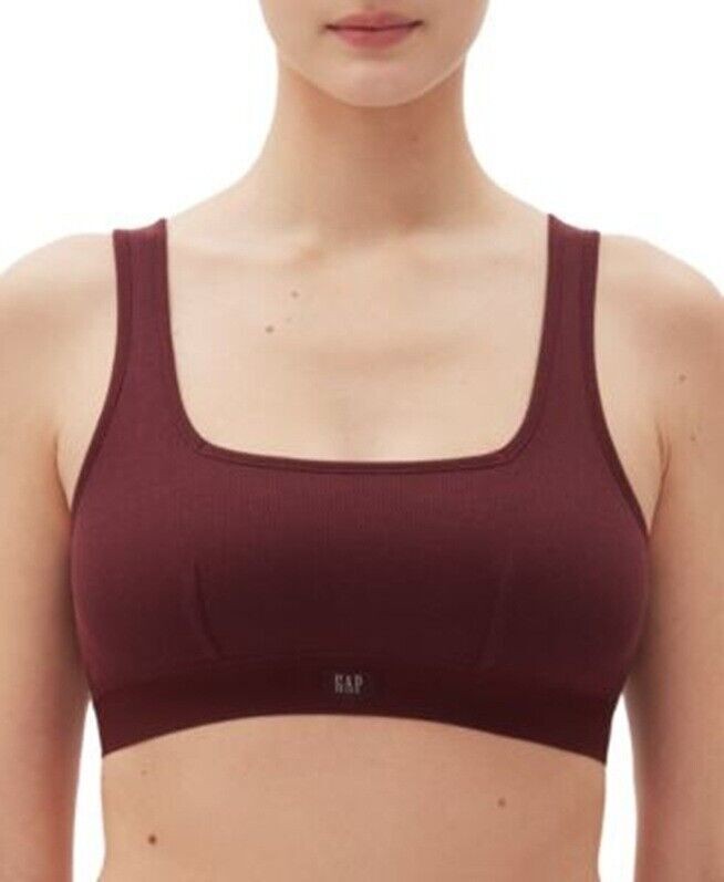 New Gap Women's Logo Comfort Square-Neck Bralette Wine Size M