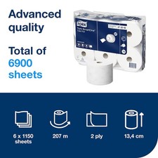 Tork T8 Advanced Toilet Roll 2 Ply 472242 6 Rolls of 1150 Sheets