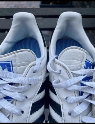 adidas Samba OG Sneaker 45 1/3 (44) Leder Weiß # Alt & Oft getragen