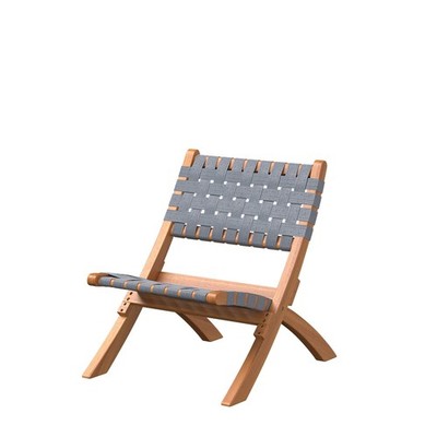 63637 Sava Indoor Outdoor Folding Chair Low Slung Portable Seating Solid Acac...