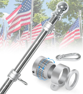 6 FT Stainless Steel Flag Pole for Residential or Commercial Use, Silver