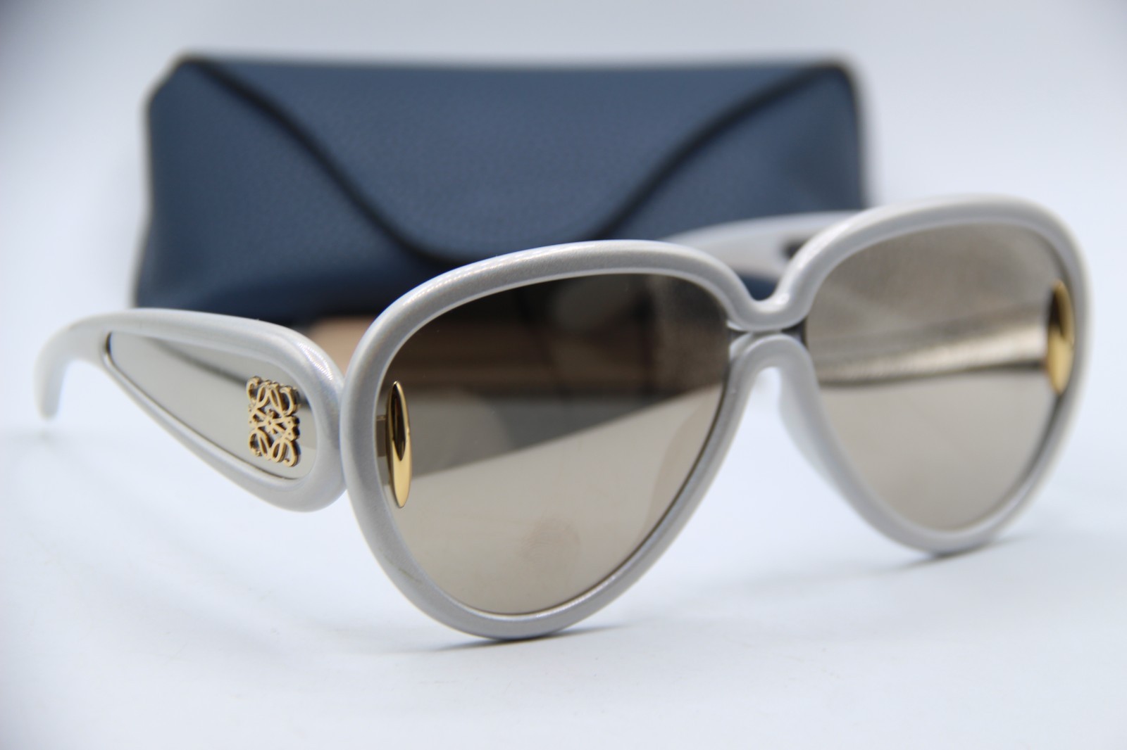 NEW LOEWE LW 40132I 24C GREY GOLD MIRRORED AUTHENTIC FRAMES SUNGLASSES 65-14