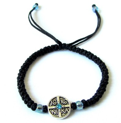 Handmade Christian Orthodox Komboskoini Prayer Rope Bracelet Black with Adjus...