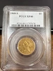 1868-S $5 Liberty Head Gold Coin PCGS XF 40 – Rare Collectible