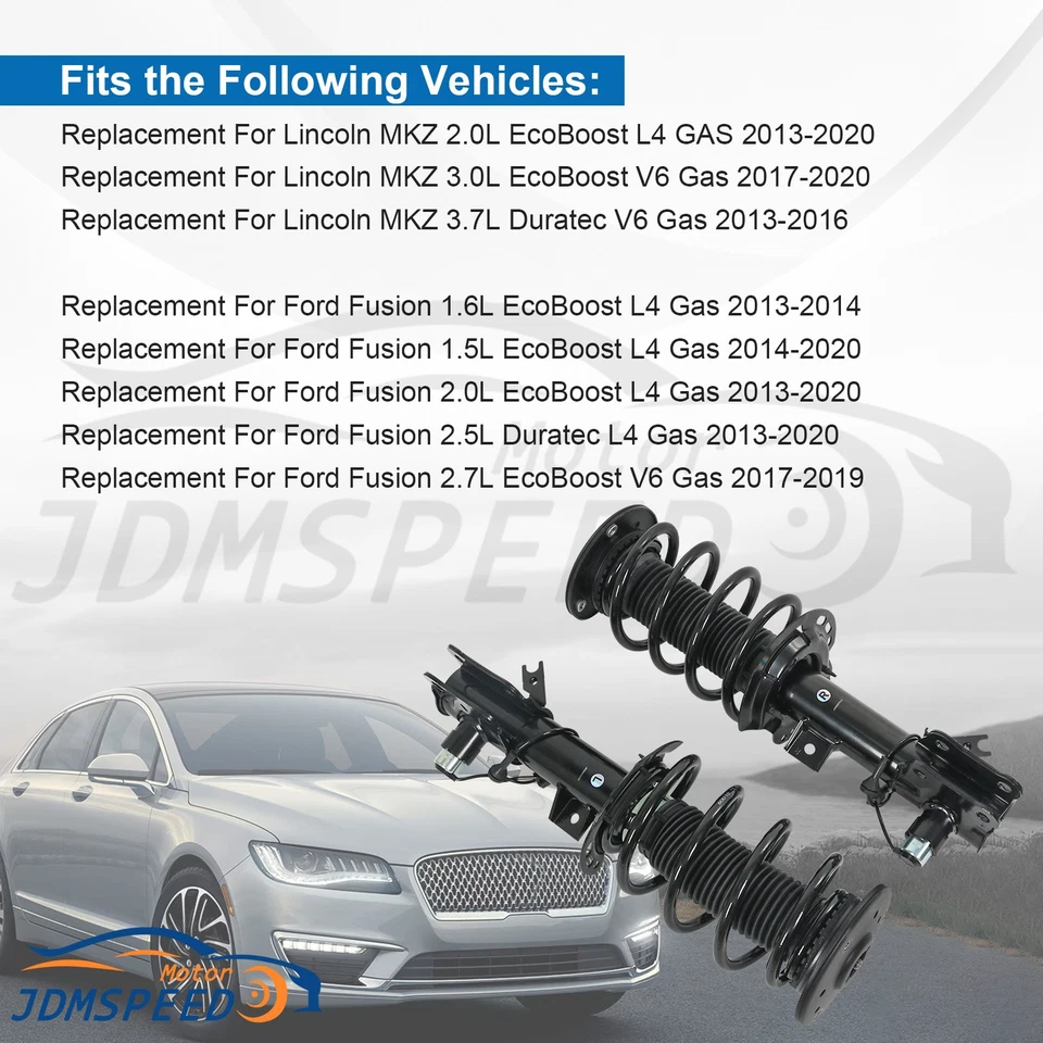 Pair Front Shock Absorber Struts Spring Assys Electric For Lincoln MKZ 2013-2020 - Imagem 2 de 4