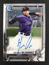 2021 Bowman Chrome #CPA-HO Helcris Olivarez 1st Auto Colorado Rockies