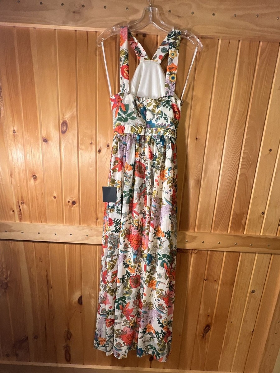 Lulus Lilja Cream Floral Print Halter Maxi Dress Size XS NWT View 2
