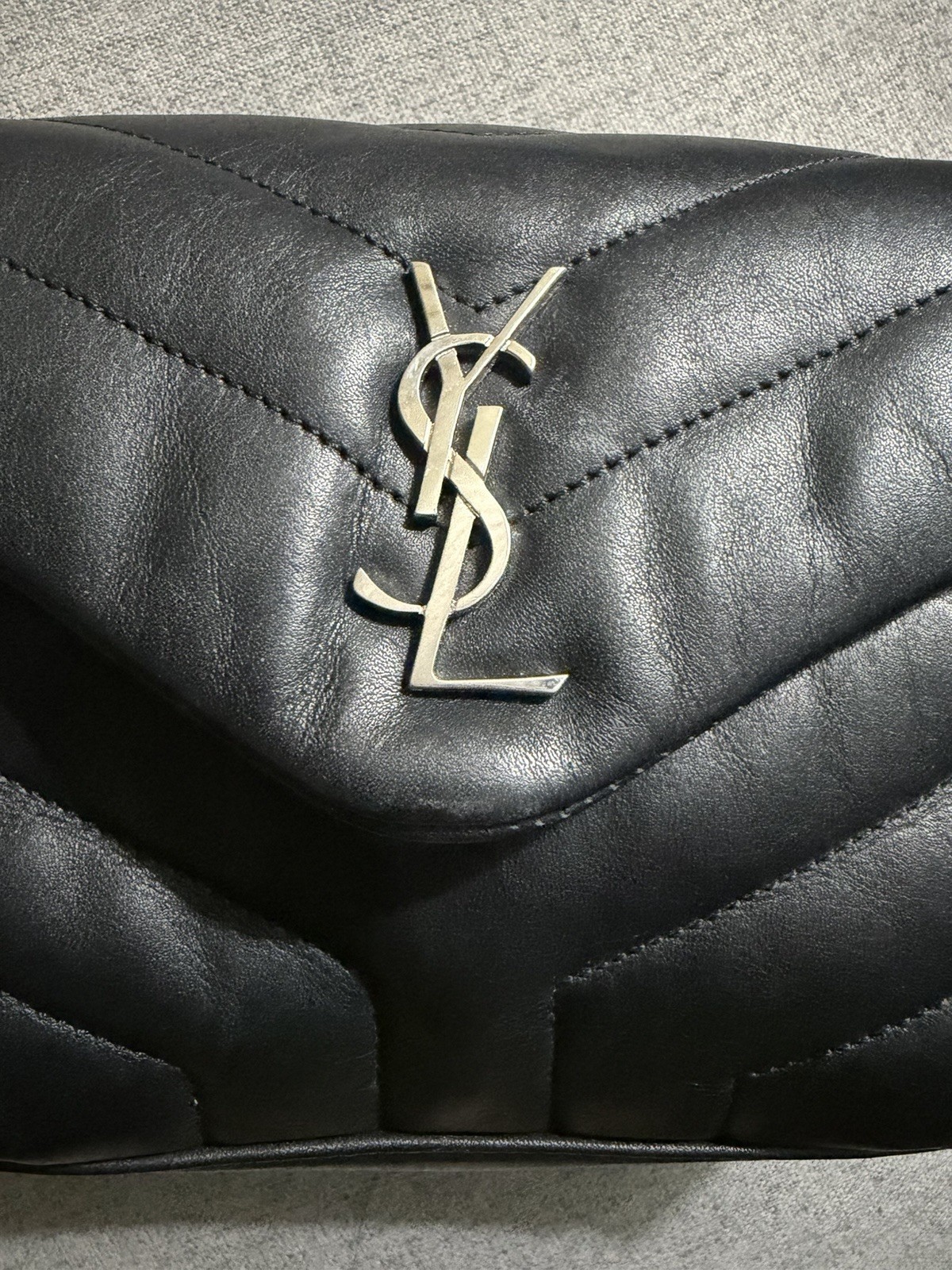 Saint Laurent Loulou Aged Silver Hardware Shoulder Bag Toy Black Leather thumbnail 11