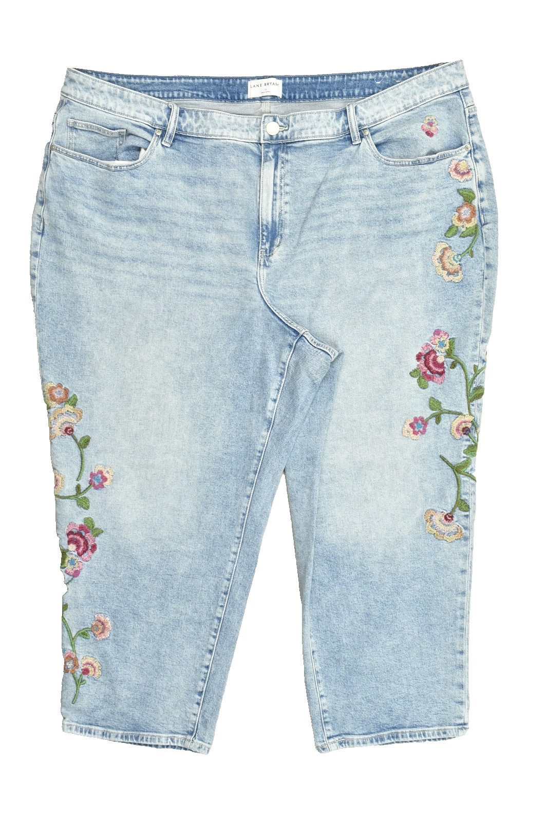 Lane Bryant Size 26 Mid Rise Boyfriend Embroidered Floral Li