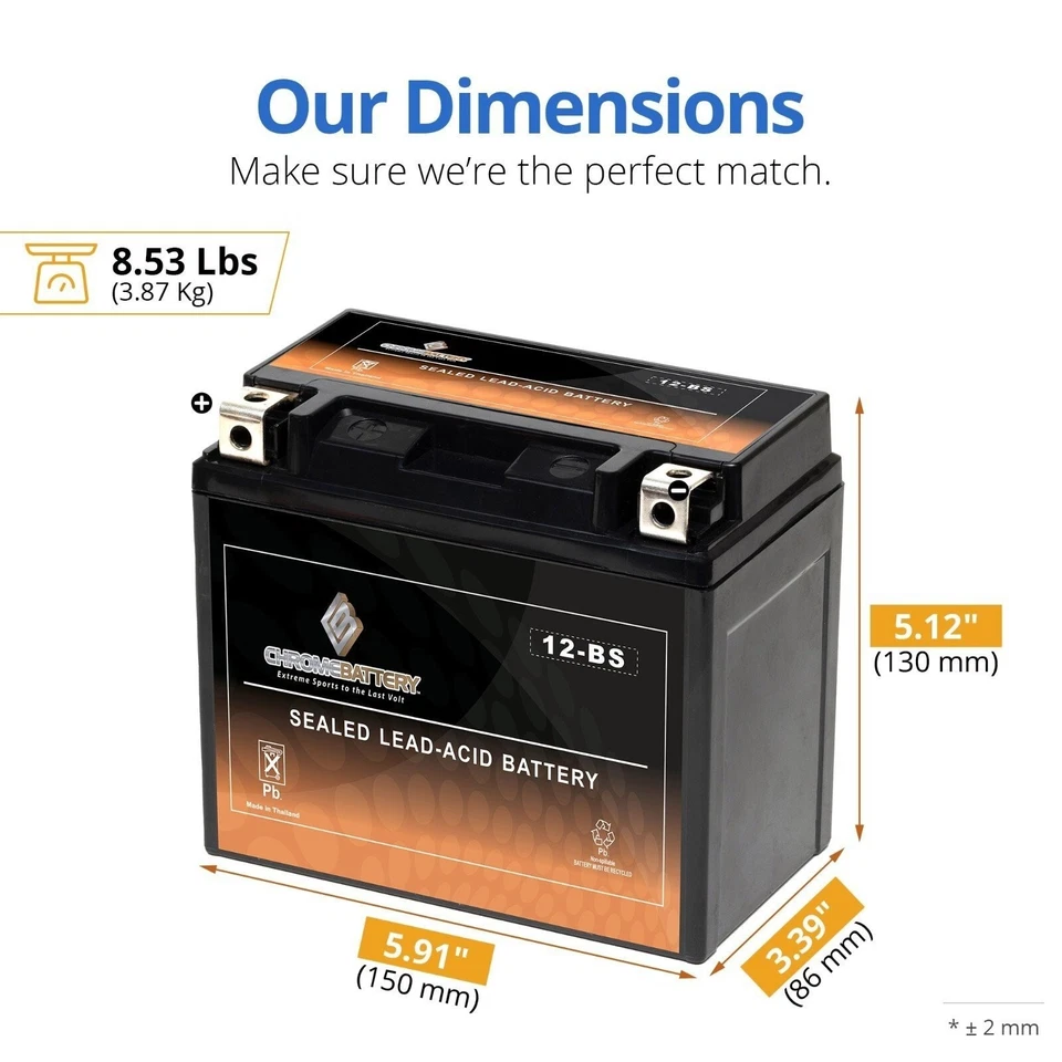 YTX12-BS Motorcycle Battery for SUZUKI VZ800 Marauder 800CC 97-'08 — 第 2/4 张图片