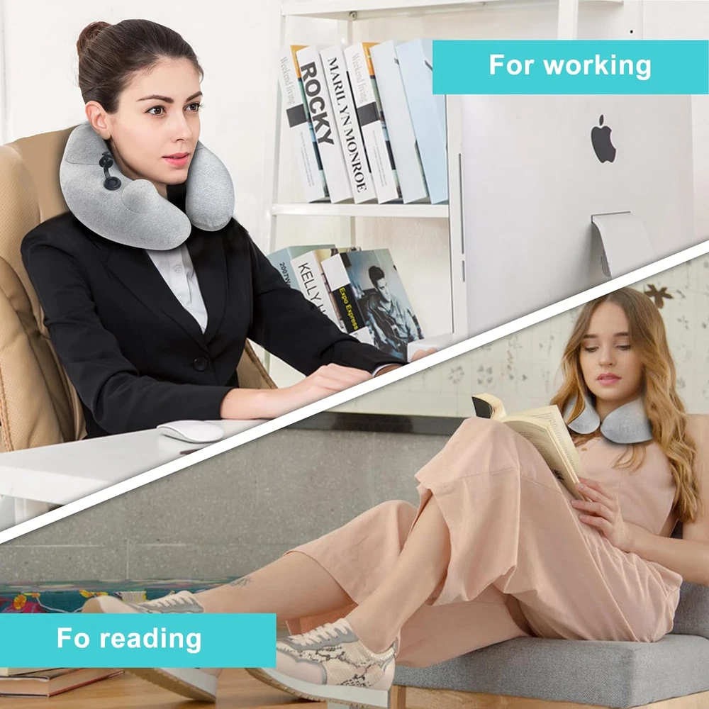 Travel Pillow for Airplane with Hood, Inflatable Neck Air Pillow for Car,Travel