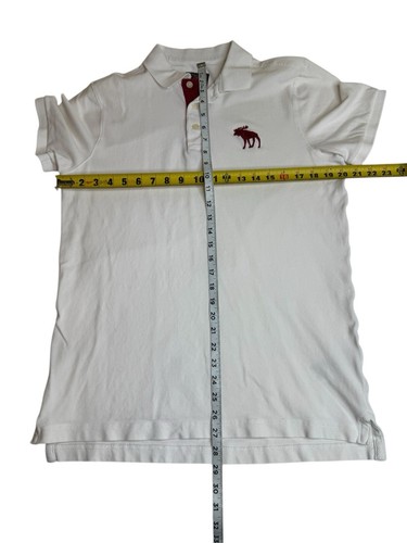 Abercrombie and Fitch White Polo Shirt Size Large Muscle Cut Short Sleeve *STAIN - Picture 7 of 7