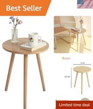 Versatile 16'' Round Coffee Table Ideal Walnut Nightstand for Bohemian Living