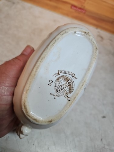 Ancien bateau à sauce en porcelaine Alfred Meakin ; motif fleurs - Photo 8/9