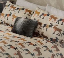  Double Bedding, Moose, Winter, Christmas, Cream, Beige Bedding