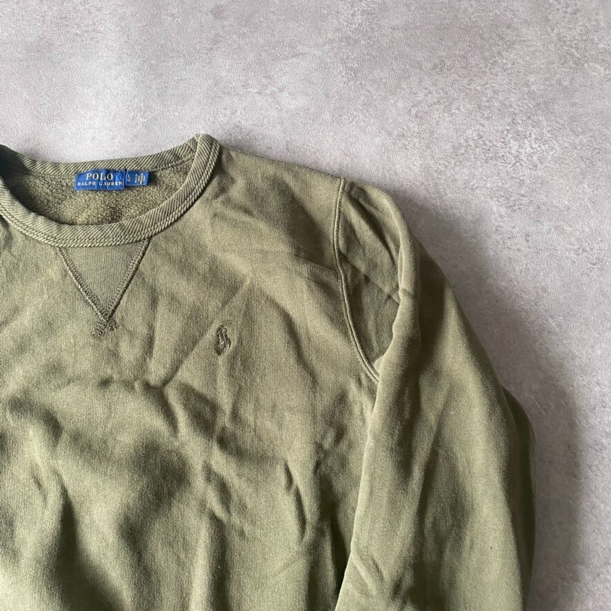 Ralph Lauren Polo Felpa Bambini Grande Pony Girocollo Y2K Maglione Verde