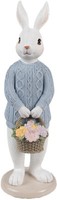 Clayre & Eef 6PR4412 Deko Kaninchen Weiß Blau Polyresin 9X8X24 Cm