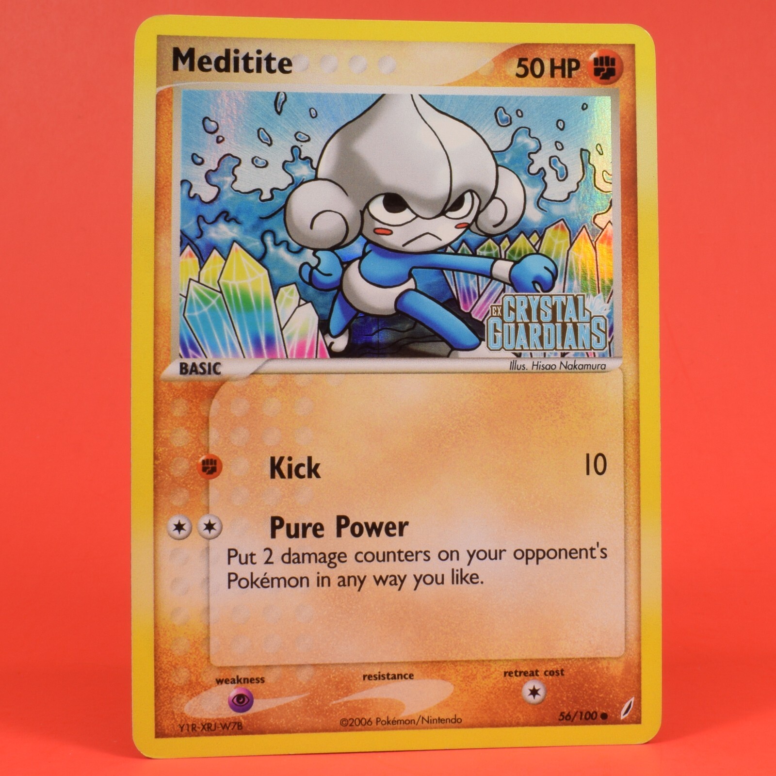 Pokemon TCG English Card Crystal Guardians Meditite 56/100 Reverse Holo