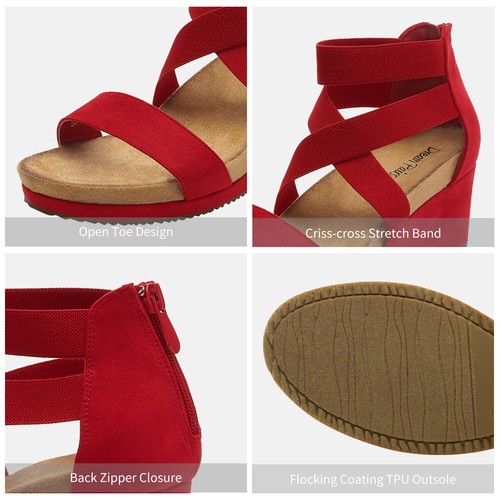 DREAM PAIRS Womens Open Toe Elastic Ankle Strap Platform Wedge Sandals - Picture 29 of 68