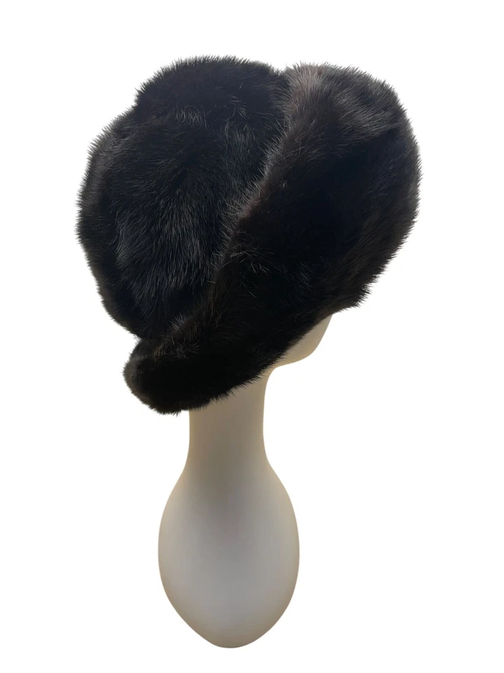 Sombrero de piel de visón negro Erlebacher vintage Foto 2 de 4